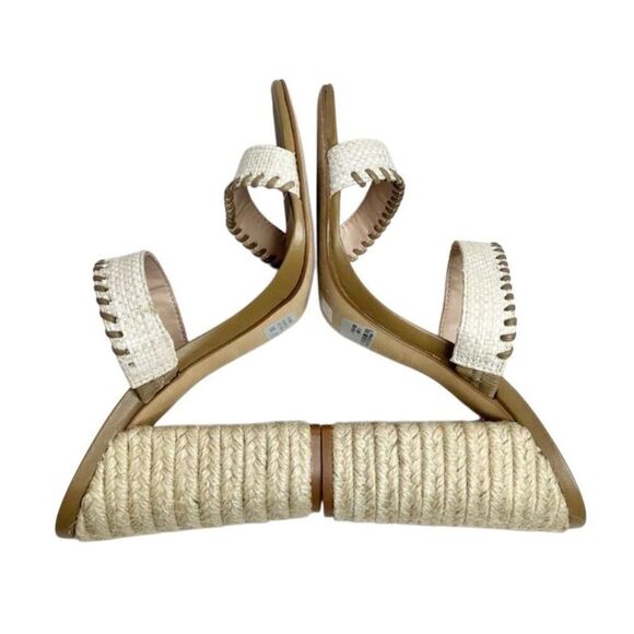 AQUA Sandals Woven Espadrille Block Heel Size 10B Open Toe Double Strap NEW - Picture 4 of 8